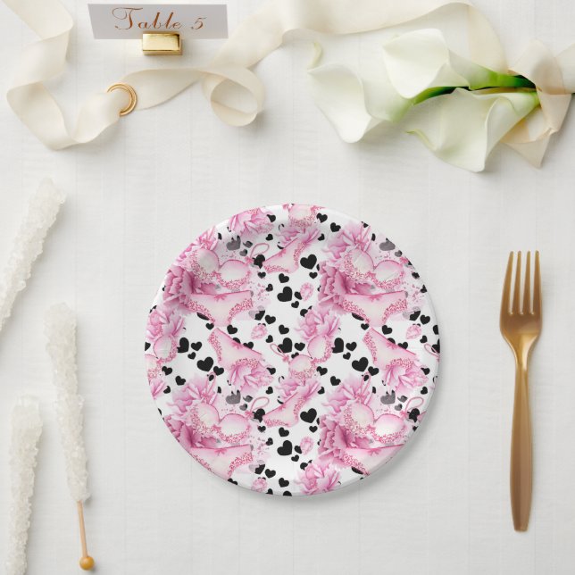 Delicate pink lingerie Bridal Shower paper plate (Wedding)