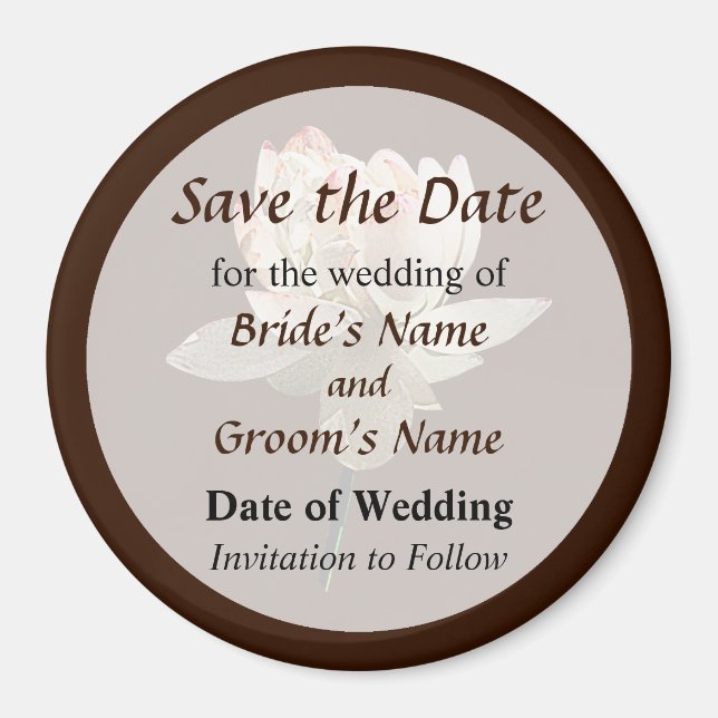 Delicate Pink Lotus Save the Date Magnet (Front)