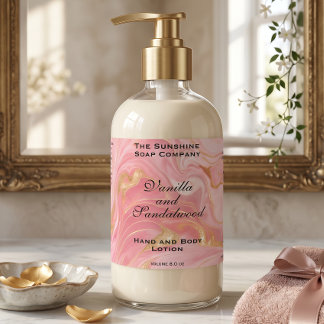 Delicate Pink Marble & Gold Foil Cosmetics Bottle Rectangular Sticker