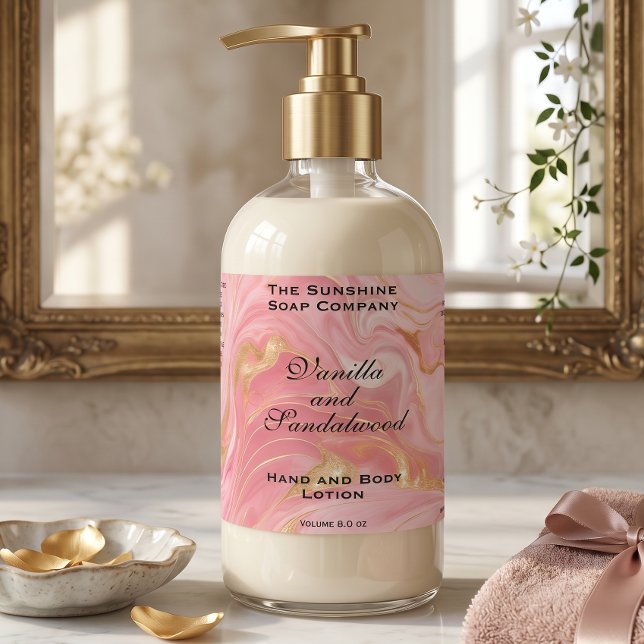 Delicate Pink Marble & Gold Foil Cosmetics Bottle Rectangular Sticker (Creator Uploaded)