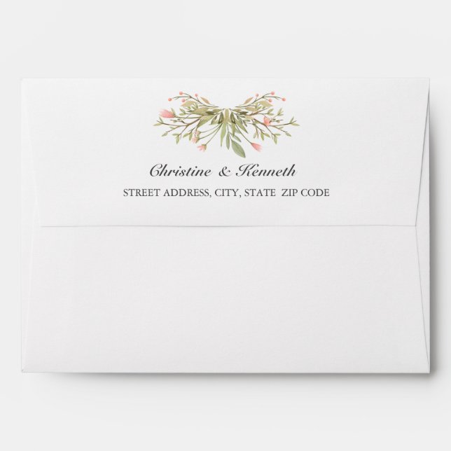 Delicate Pink Meadow Flower Wedding | A7 Envelope (Back (Top Flap))