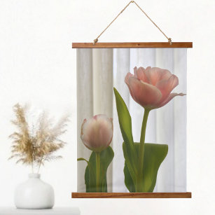 Delicate Pink Pastel Tulips Photographic Hanging Tapestry