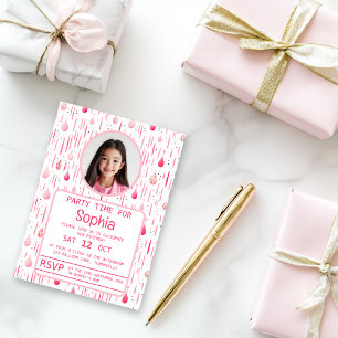 Delicate Pink Pattern Birthday Invitation