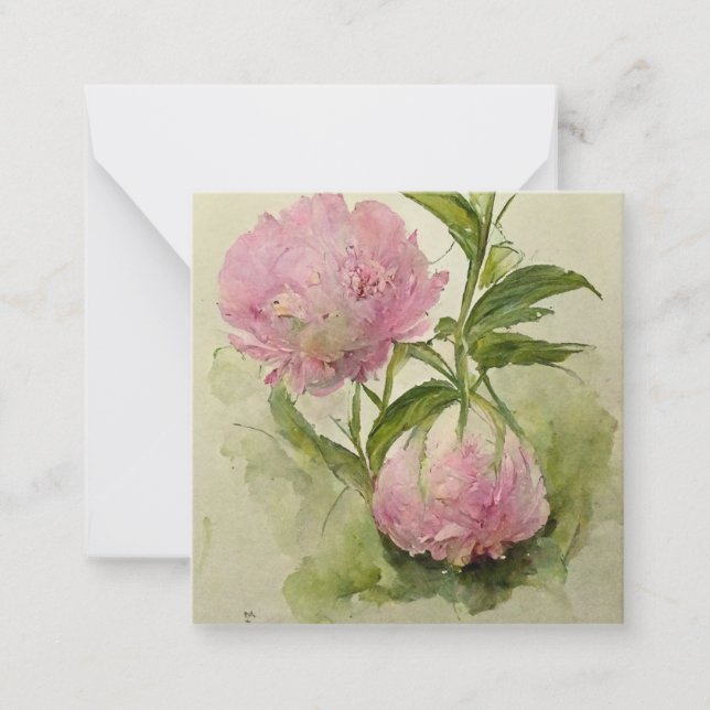 Delicate pink peonIes Card (Front)