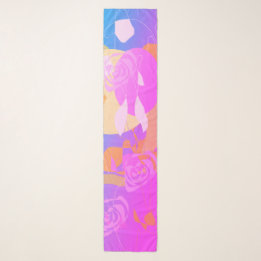Delicate Pink Purple Blue Floral Chiffon Scarf Sch