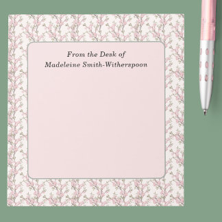 Delicate Pink Rose Buds Floral From the Desk Of Notepad