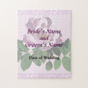 Delicate Pink Rose Wedding Products Jigsaw Puzzle