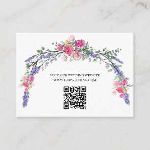 Delicate pink roses lavender eucalyptus QR code Enclosure Card
