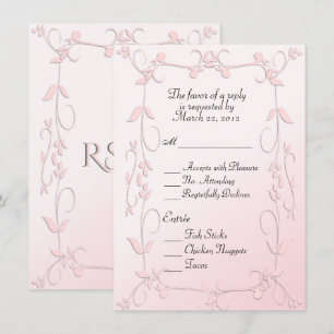 Delicate Pink RSVP w Entree of Choice Invitation