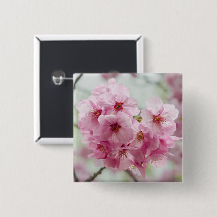 Delicate Pink Sakura Bloom Japanese Floral 15 Cm Square Badge