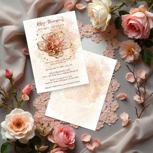 Delicate Pink Shades Glitter Glass Effect Rose  Invitation