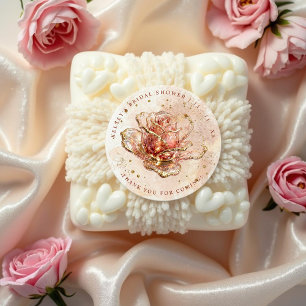 Delicate Pink Shades Glitter Rose Ornament Classic Round Sticker