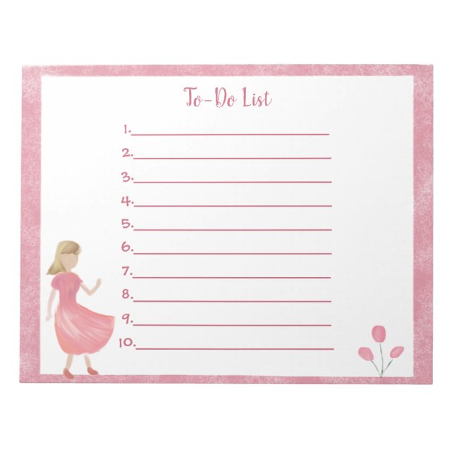 Delicate Pink To-Do List Notepad (Front)