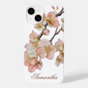 Delicate pink watercolor floral blossoms script  Case-Mate iPhone 14 case
