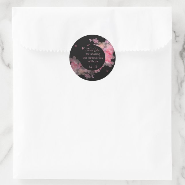 Delicate Pink Watercolor Floral Classic Round Sticker (Bag)