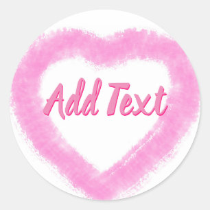 Delicate Pink Watercolor Heart Shape Classic Round Sticker
