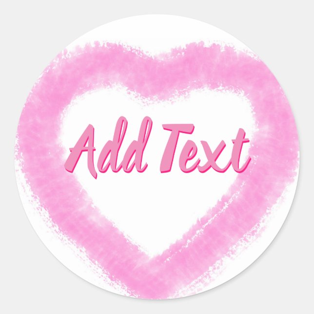 Delicate Pink Watercolor Heart Shape Classic Round Sticker (Front)