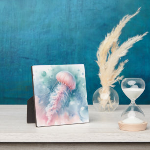 Delicate Pink Watercolor Jellyfish Plaque