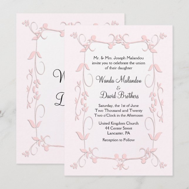 Delicate Pink Wedding Invitations (Front/Back)