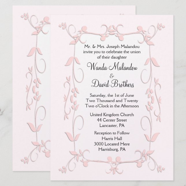 Delicate Pink Wedding Invitations (Front/Back)