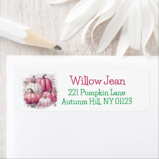 Delicate Pink & White Pumpkins Return Address