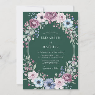 Delicate Plum Periwinkle Petal Wedding Invitation