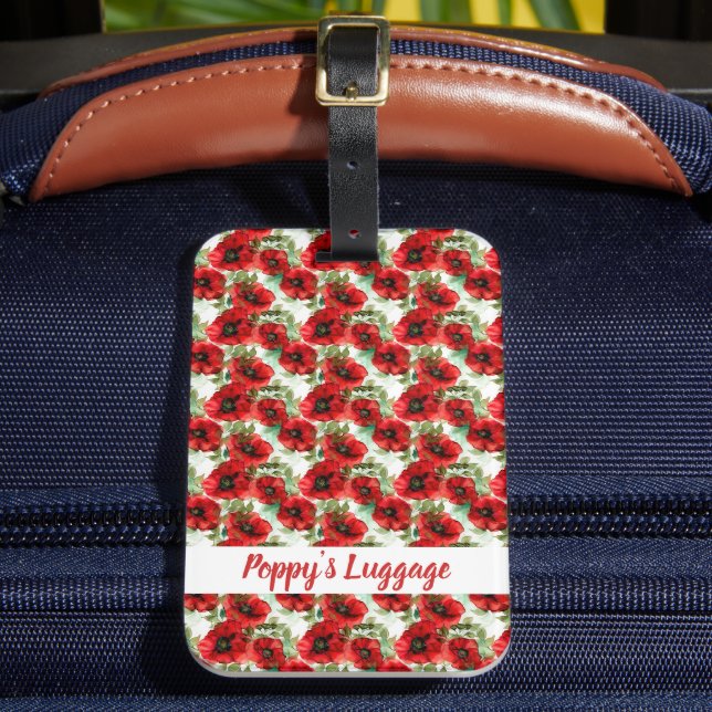 Delicate Poppy Pattern Luggage Tag (Front Insitu 2)