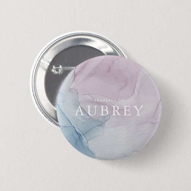 Delicate Purple Abstract Print with Name 6 Cm Round Badge (Front & Back)