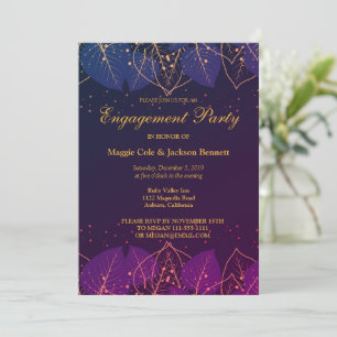 Delicate Purple and Gold Leaves Invitation