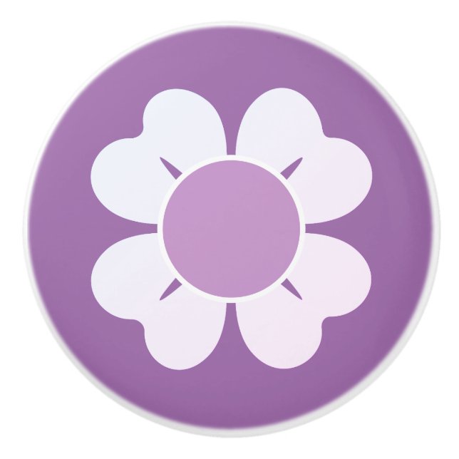Delicate Purple and White Flower Ceramic Knob (Front)
