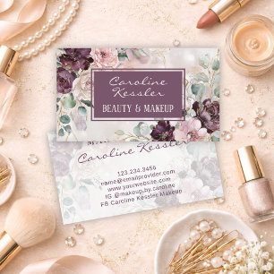 Delicate Purple Blush Pink Sage Green Floral Business Card