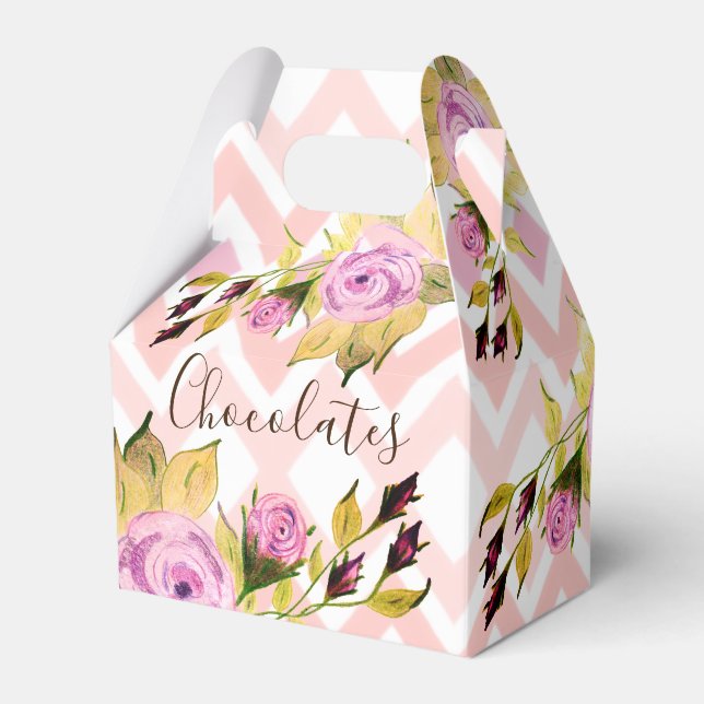 Delicate Purple Floral Favour Box (Front Side)