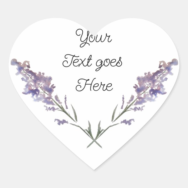 Delicate purple floral  heart sticker (Front)