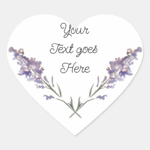 Delicate purple floral  heart sticker