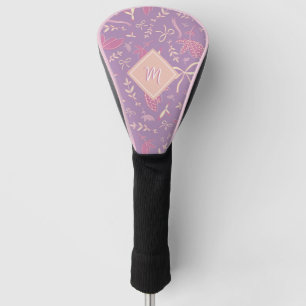 Delicate Purple Florals and Bows Golf Head Cover