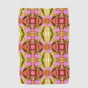 Delicate Purple Flowers Abstract Art Pattern Golf Towel