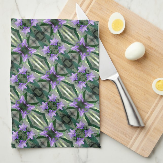 Delicate Purple Flowers Abstract Pattern      Tea Towel (Quarter Fold)