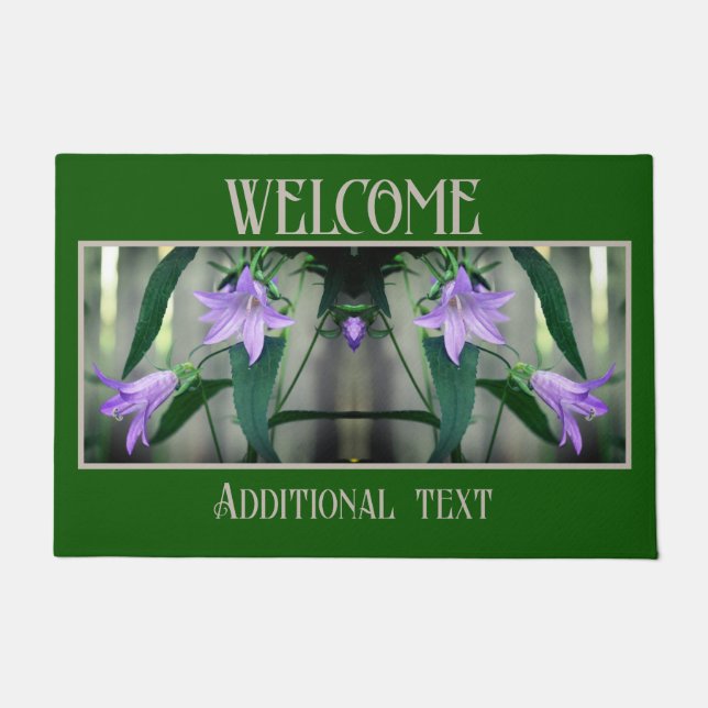 Delicate Purple Flowers Personalised Welcome Doormat (Front)