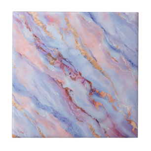 Delicate Purple Fluid Marble-Like with some Gold Tile