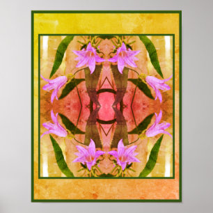 Delicate Purple Lily Flowers Distressed Abstract  Poster