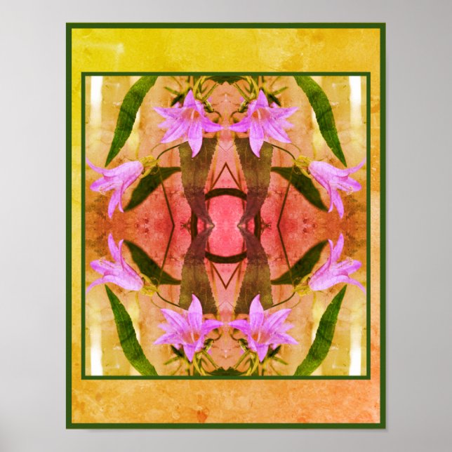 Delicate Purple Lily Flowers Distressed Abstract  Poster (Front)