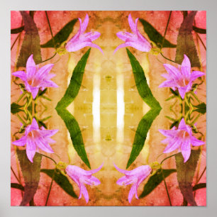 Delicate Purple Lily Flowers Distressed Art Poster