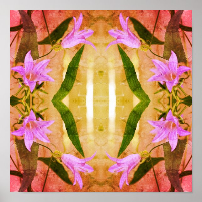 Delicate Purple Lily Flowers Distressed Art Poster (Front)