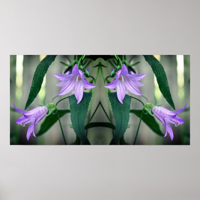 Delicate Purple Lily Flowers Mirror Abstract Poster (Front)