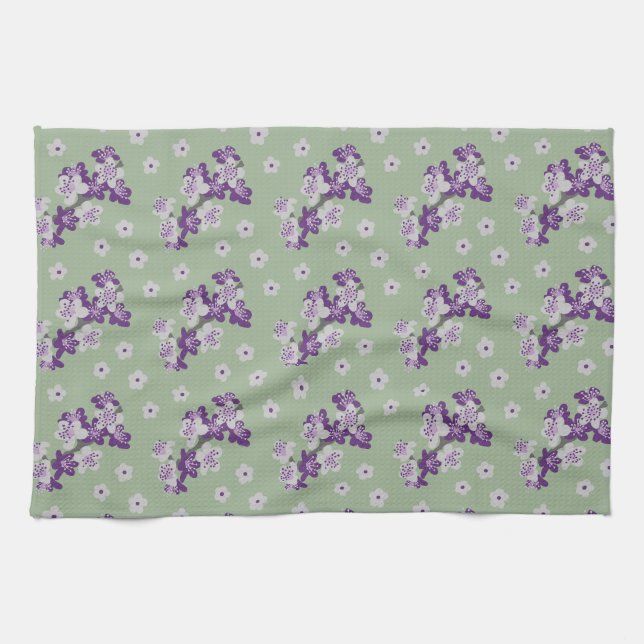 Delicate  purple Orchids tea towel (Horizontal)