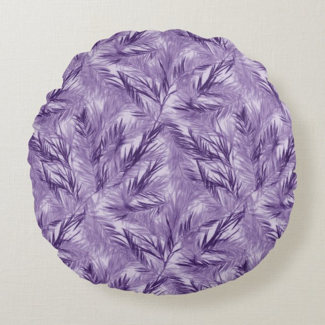 Delicate Purple Palm Round Pillow (Front)