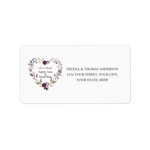 Delicate Purple Pink Peonies Flowers Wedding Label