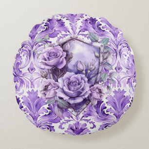 Delicate Purple Shield of Faith Round Pillow
