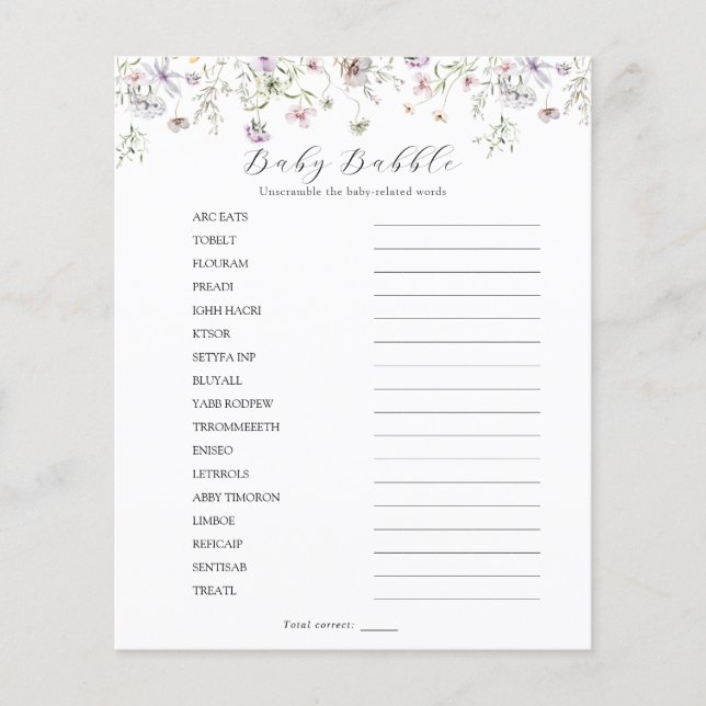 Delicate Purple Wildflower Baby Babble Scramble (Front)