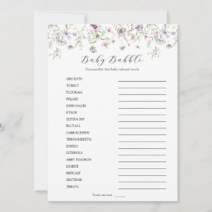 Delicate Purple Wildflower Baby Babble Scramble Invitation